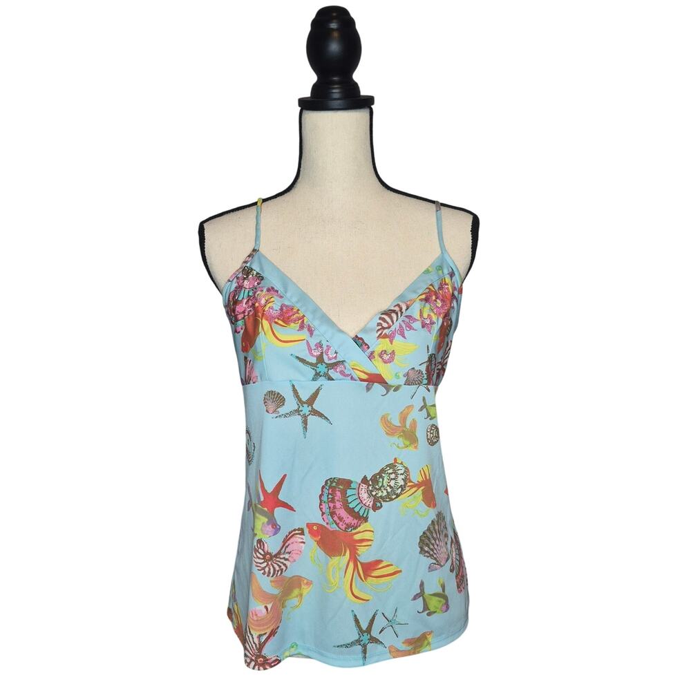 Natori Ocean’s Embrace Undersea Camisole Tank Top Light Blue Women's size M